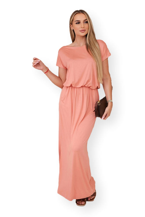 Abrikosinės spalvos suknelė Linda