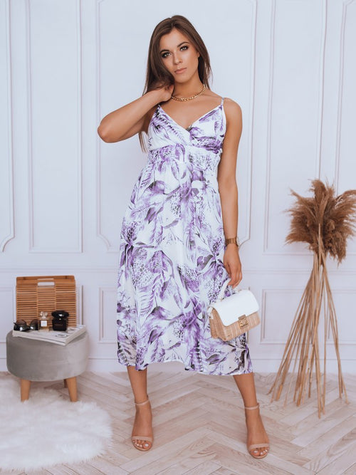 Akcija Balta moteriška suknelė violetinėmis gėlėmis Ladybird