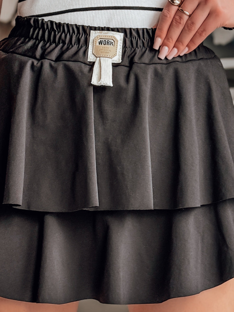 Moteriškas juodas mini sijonas Falbela