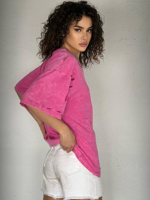 Moteriški rožiniai marškinėliai Tubas